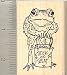 Trick or Treat Halloween Frog Rubber Stamp - Wood Mounted