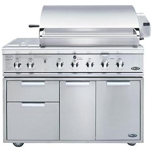 DCS 48 Inch Propane Gas Grill On Cart BGB48-BQR With Double Side Burners