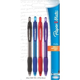 Paper Mate Profile Retractable Ballpoint Pens, 4 Colored Ink Pens(89473)