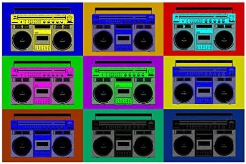 Pop Art Boombox Grid Poster 12x18