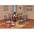 7 PC. Set Metal With Glass Top Dining Room Kitchen Table & 6 Chairs