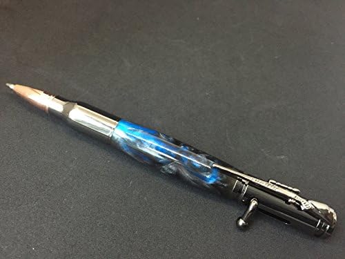 Pen, Custom Bolt Action Pen, Custom Blue, Silver and Black Resin