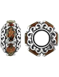 Storywheel® Garnet Bead / Charm in 925 Sterling Silver