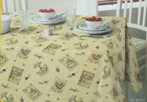 155cm Round Vinyl Wipe Clean Tablecloth Olive Oil