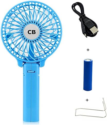 CrazyB Handfan Rechargeable Portable Handheld Mini Cooling Fan Electric Personal Foldable Fans with 18650 Battery for Home and Travel (Blue)