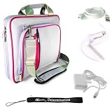 Kroo Pink and Gray Creamy Carrying Case Optional Shoulder Strap For Amazon Kindle DX Now with More Space, More Durable, Looks CooL + Includes a 4-inch Determination Hand Strap + Includes a 3 in 1 Combo Home & Car Charger with USB Data Sync Cable (Accessorie Pack is Also Compatible with New Kindle DX Wireless Reading Device 9.7" Display Latest Generation)