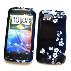HTC Sensation 4G (T-Mobile) Snap-on Protector Hard Case Image Cover "Midnight Flowers" Design