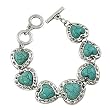 Silver Plated Blue/green Heart Toggle Bracelet Fashion Jewelry