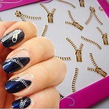 nananana 1PCS Netal Zipper Nail Stickers