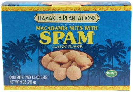 Hawaiian Macadamia Nuts Spam Flavored Gift Set Two 4.5 oz. Cans