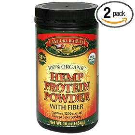 Manitoba Harvest 100% Organic Hemp Protein Powder With Fiber, 16 Ounce Bottle (Pack of 2)