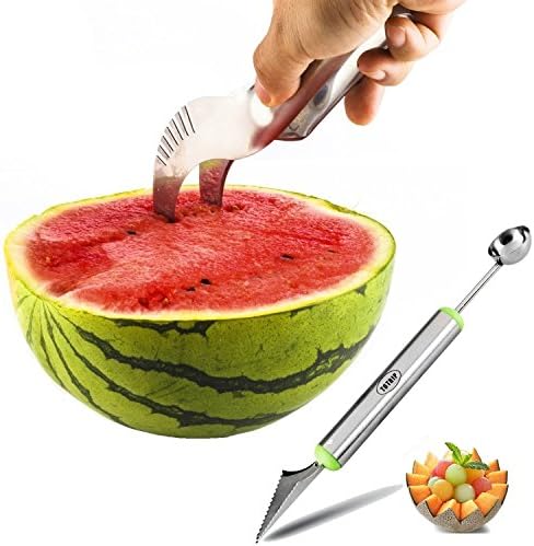 TOTRIP Premium Watermelon Slicer Corer &amp; Melon Baller - Faster Fruit Peeler Stainless Steel Fruit Carving Knife, Free Juicy Slices and Fruit Decoration Smart Kitchen Gadget