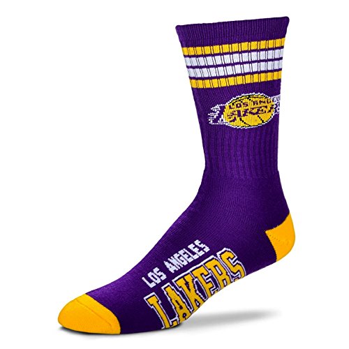 NBA 4 Stripe Deuce Socks - Men's Large (fits 10-13) (Los Angeles Lakers)