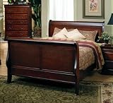 Queen Size Sleigh Bed in Quality Cherry Wood Finish