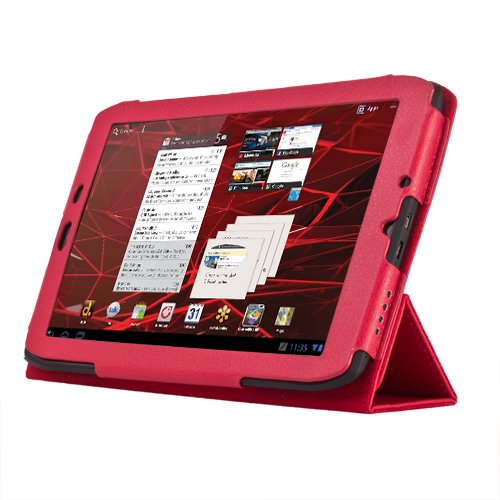 CE Compass Red Folio PU Leather Cover Case Stand For Motorola Droid Xyboard 8.2″ Tablet
