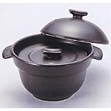 ご飯土鍋　１合炊き　黒釉　二重蓋 　万古焼　炊飯土鍋