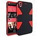 HTC Desire 626s Case, ATUS® Heavy Duty Tuff Shield Hybrid Hard Case Silicone Skin Cover + Stylus Pen (BLACK/RED)