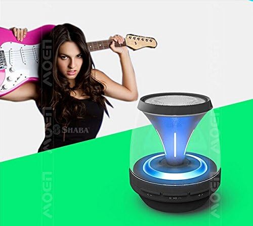 Qkking Portable Wireless Bluetooth Speaker with LED Night Lights Includes Full HD Sound, Built-In Speakerphone, FM Radio, Auxiliary Connection, TF (Micro SD) Card Mode, Easy to Understand Voice Prompts, and A Rechargeable Battery,Suitable for Home Party / Beach / Picnic(Black)
