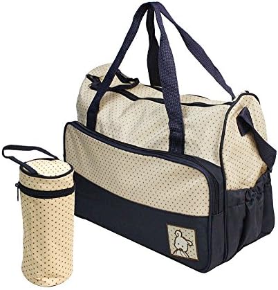 5pc Multi Function Baby Diaper Nappy Shoulder Mummy Tote Bag Diaper Bag (Dark Blue)