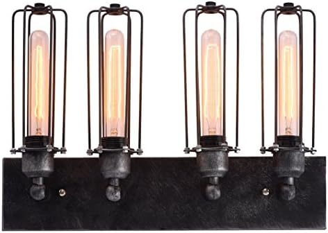 4 Lights Metal Cage Antique Bath Light