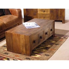 Dakota style 8 drawer coffee table solid mango wood "Brand New". Available for immediate despatch!