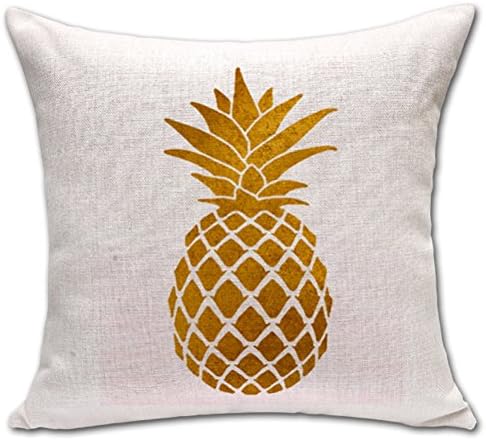 Sunshine06 Pineapple Pattern Vintage Cotton Linen Square Throw Pillow Case Decorative Cushion Cover Pillowcase Cushion Case for Sofa Bed Chair18 X 18 Inch (B)
