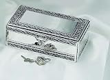ANTIQUE SILVER JEWELRY BOX WITH JEWELED LOCK