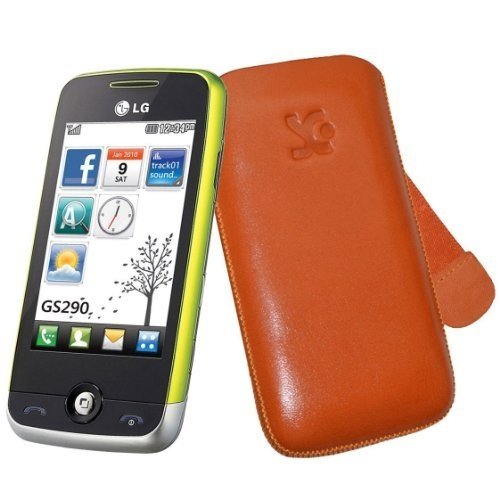 Suncase Ledertasche (Lasche mit R&uuml;ckzugfunktion) f&uuml;r LG GS290 Cookie Fresh orange Preisvergleich