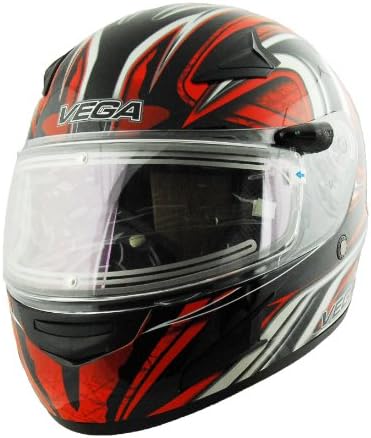 Vega X-888 Electric Snow Full Face Helmet with Red Graphic (Red, X-Small)