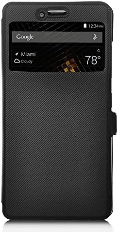 Ultra-Thin PU Leather Window Stand Cover Case for BLU VIVO XL 5.5" (Black)