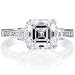 Sterling Silver Asscher Cubic Zirconia CZ 3-Stone Ring - Nickel Free Engagement Wedding Ring Size 5 image 1