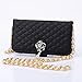 Galaxy S4 Case,OMIU(TM)Luxury Fashion Camellia Pendant Rhombus Handbag Metal Chain Style Superior Soft PU Leather Grid Purse Wallet Case Cover For Samsung Galaxy S4 i9500(Black),Sent Screen Protector+Stylus+Cleaning Cloth