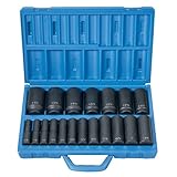 Grey Pneumatic Corp 1319D 1/2'' Drive Deep Length Fractional Master Set - 19 Piece