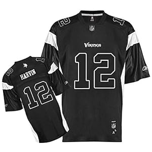 Vikings #12 Percy Harvin Black Shadow Stitched Football Game Jersey