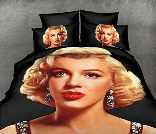 Black Marilyn Monroe 3d Oil Painting Bedding Set 4 Pcs Queen Size Luxury 100% Cotton