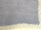 Bk1, Knitted on Hand Knitted Machine Denim Chenille Finished By Hand Crochet with Light Blue Infant Boys Blanket