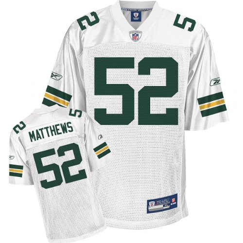 Reebok Green Bay Packers Clay Matthews Replica White Jersey Medium