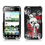 IMAGE OF LG Marquee LS855 Marquee Rubberized Image Case,cross Skull (2D) (free ESD Shield Bag, Ship in Carton Box)