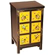 Handmade Asian Furniture - 30" Black & Yellow Painted Chinese Medicine / Storage Cabinet - 6-Drawer