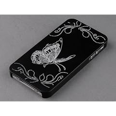 Tinxi Hartschale "Butterfly Effect" schwarz f�r iPhone 4 / iPhone 4S Folie / Etui / Schale / H�lle, einmalig gl�nzend f�r Handys mit frei Schutzfolie