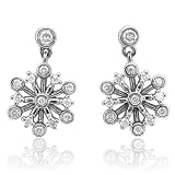 14k White Gold Snowflake Drop Diamond Earrings (HI, SI-I, 0.31 carat)
