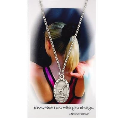 Cheap Girls Jewelry Girls St. Christopher Gymnastics Medal with Prayer Card For Sale
