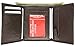 Leather Mens Wallet Trifold Black window ID Zipper Change Pocket FREE Organza Gift Bag (Brown)