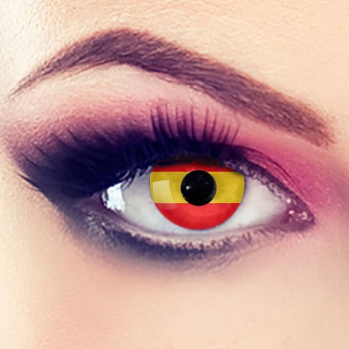 Taffstyle® Farbige Linsen Fanartikel Kontaktlinsen Fussball Weltmeisterschaft 2014 WM & EM Länder Style Jahreslinsen – Spanien
