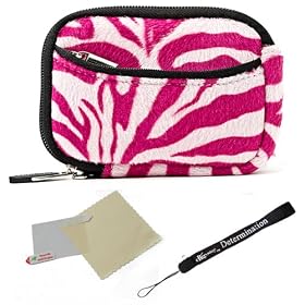 Magenta and White - Black Trim Slim Protective Soft Fur Zebra Pattern Cover Carrying Case... by eBigValue