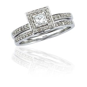 14k White Gold Diamond Bridal Set (1 2 cttw, I-J Color, I1 Clarity), Size 6 by