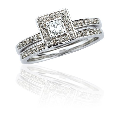 14k White Gold Diamond Bridal Set (1/2 cttw, I-J Color, I1 Clarity), Size 6