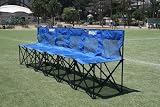 Sweat Bench - 6 Seat Folding Bench with Back - Blue