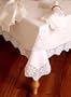 White Cotton Christmas Tree with Handmade Crochet Lace Table Cloth / 72x120" Oblong