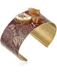 Mercedes Salazar "Fiesta" Handmade Bronze Purple Cuff Bracelet, 6"